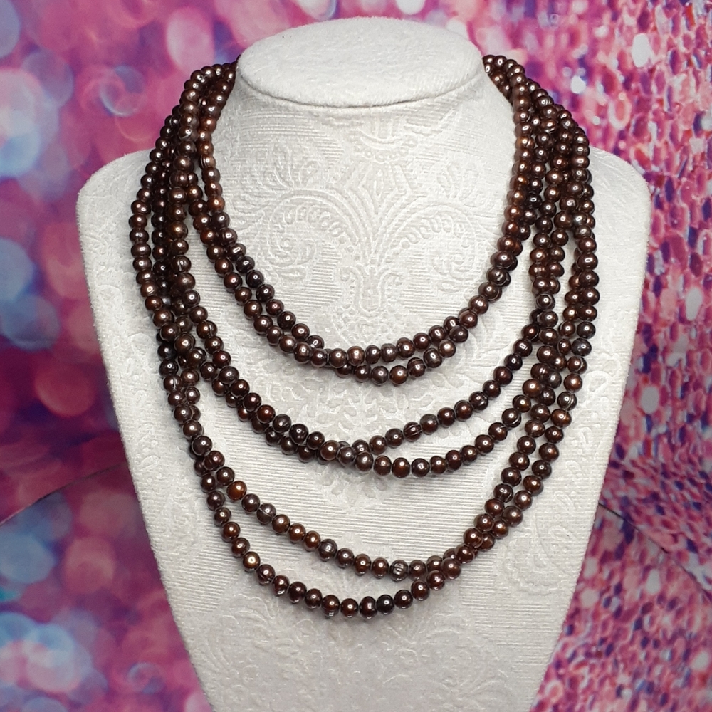 100 inches of Brown Iridescent Pearl Necklace